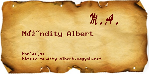 Mándity Albert névjegykártya